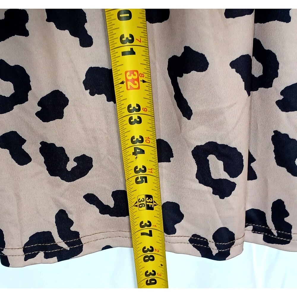 Newshows Women’s M Black/Beige Maxi Dress Crossed Overlay, Split-Front Leopard - Picture 8 of 11